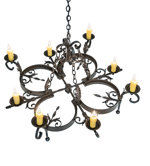 Meyda Lighting Andorra 42" 8-Light Chestnut Chandelier With Ivory Faux Candlelight