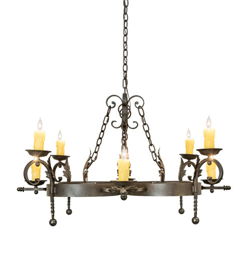 Meyda Lighting Andorra 42" 8-Light Chestnut Chandelier With Ivory Faux Candlelight