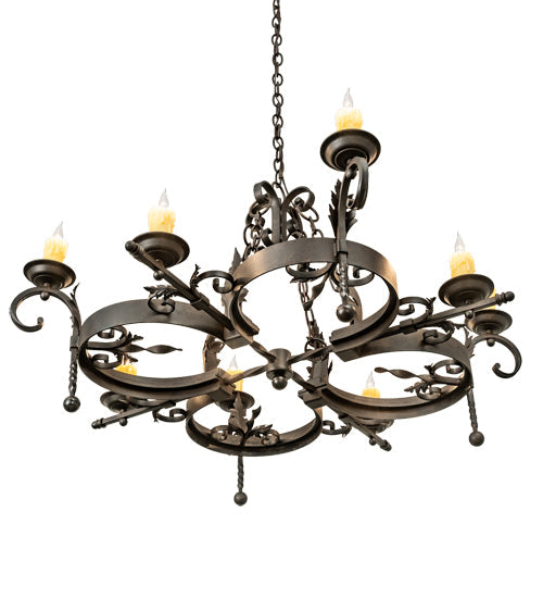 Meyda Lighting Andorra 42" 8-Light Chestnut Chandelier With Ivory Faux Candlelight