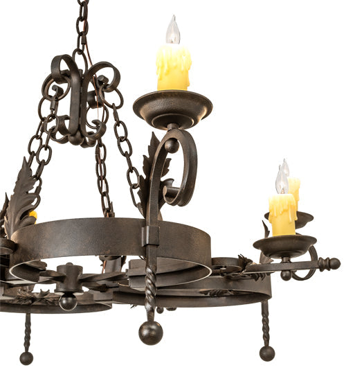 Meyda Lighting Andorra 42" 8-Light Chestnut Chandelier With Ivory Faux Candlelight