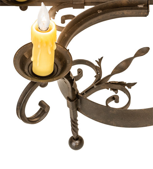 Meyda Lighting Andorra 42" 8-Light Chestnut Chandelier With Ivory Faux Candlelight