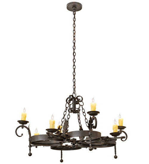 Meyda Lighting Andorra 42" 8-Light Chestnut Chandelier With Ivory Faux Candlelight
