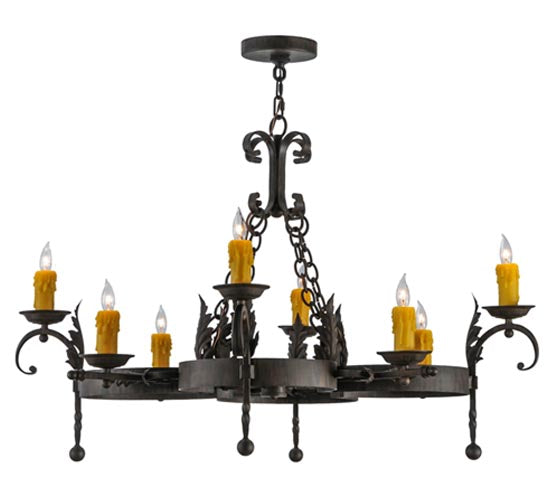 Meyda Lighting Andorra 42" 8-Light Classic Rust Chandelier With Ivory Faux Candlelight