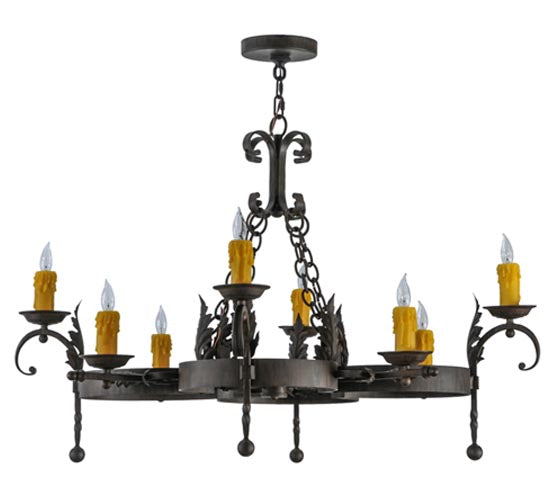 Meyda Lighting Andorra 42" 8-Light Classic Rust Chandelier With Ivory Faux Candlelight