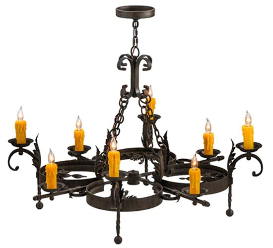 Meyda Lighting Andorra 42" 8-Light Classic Rust Chandelier With Ivory Faux Candlelight