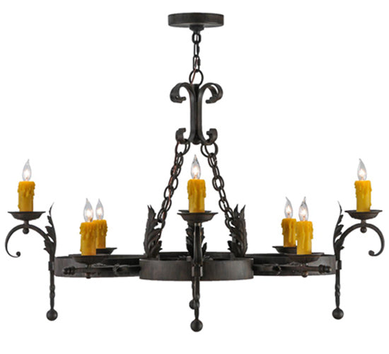 Meyda Lighting Andorra 42" 8-Light Classic Rust Chandelier With Ivory Faux Candlelight