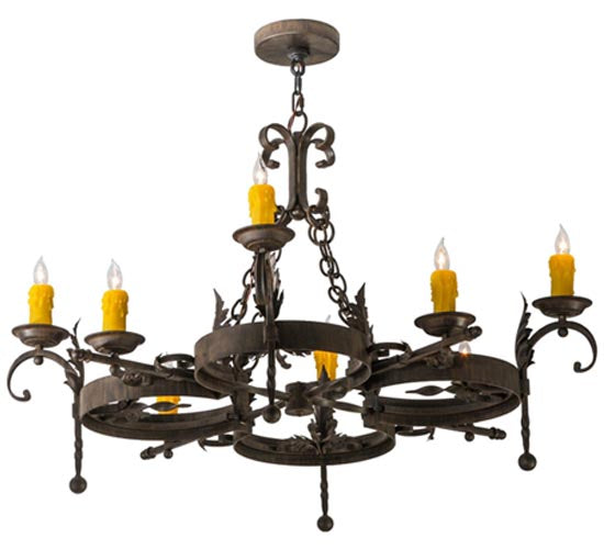 Meyda Lighting Andorra 42" 8-Light Classic Rust Chandelier With Ivory Faux Candlelight