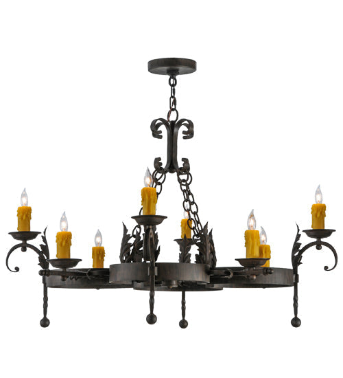 Meyda Lighting Andorra 42" 8-Light Classic Rust Chandelier With Ivory Faux Candlelight