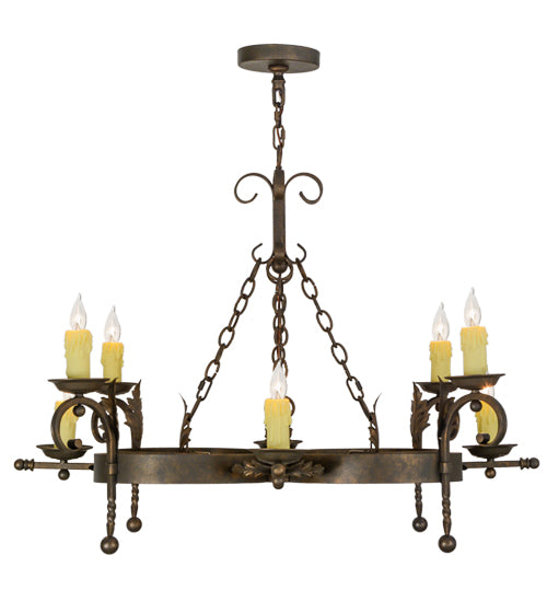 Meyda Lighting Andorra 42" 8-Light Gilded Tobacco Chandelier With Ivory Faux Candlelight