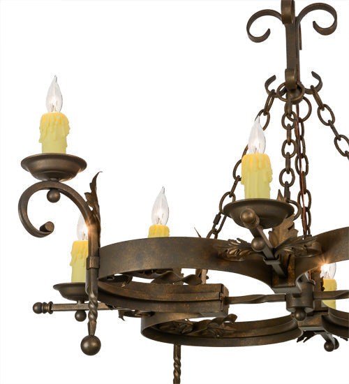 Meyda Lighting Andorra 42" 8-Light Gilded Tobacco Chandelier With Ivory Faux Candlelight