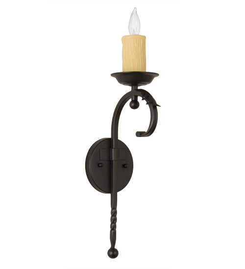 Meyda Lighting Andorra 5" Blackwash Wall Sconce With Ivory Faux Candlelight