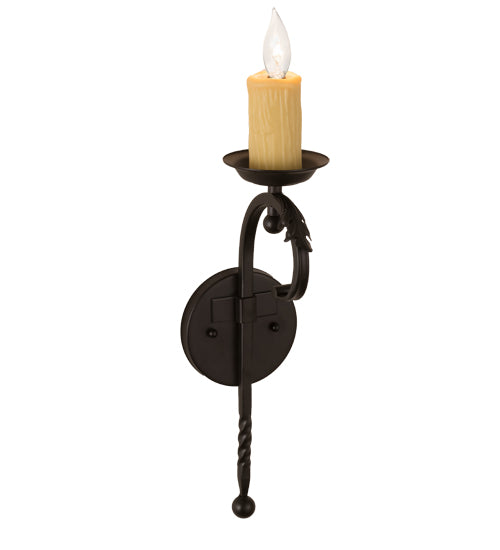 Meyda Lighting Andorra 5" Blackwash Wall Sconce With Ivory Faux Candlelight