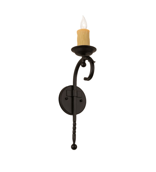 Meyda Lighting Andorra 5" Blackwash Wall Sconce With Ivory Faux Candlelight