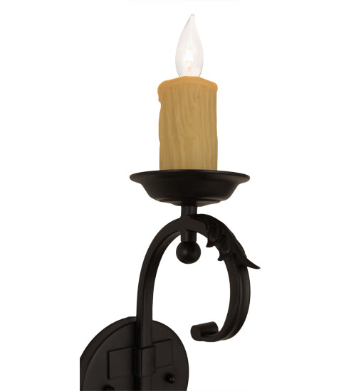 Meyda Lighting Andorra 5" Blackwash Wall Sconce With Ivory Faux Candlelight