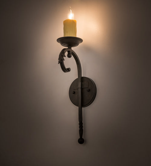 Meyda Lighting Andorra 5" Chestnut Wall Sconce With Ivory Faux Candlelight