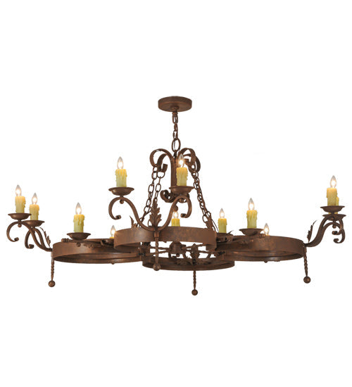Meyda Lighting Andorra 60" 12-Light Antique Rust Chandelier With Ivory Faux Candlelight