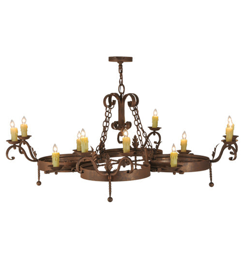 Meyda Lighting Andorra 60" 12-Light Antique Rust Chandelier With Ivory Faux Candlelight