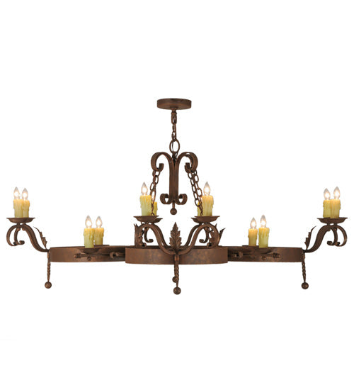 Meyda Lighting Andorra 60" 12-Light Antique Rust Chandelier With Ivory Faux Candlelight