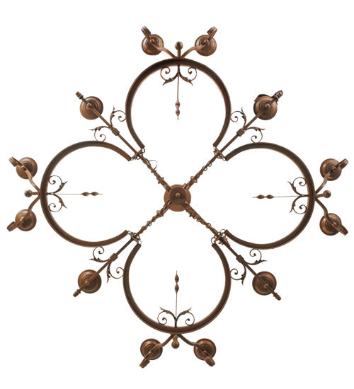 Meyda Lighting Andorra 60" 12-Light Antique Rust Chandelier With Ivory Faux Candlelight
