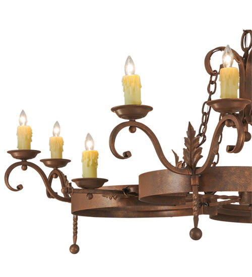 Meyda Lighting Andorra 60" 12-Light Antique Rust Chandelier With Ivory Faux Candlelight