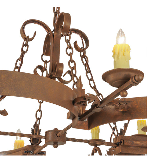 Meyda Lighting Andorra 60" 12-Light Antique Rust Chandelier With Ivory Faux Candlelight