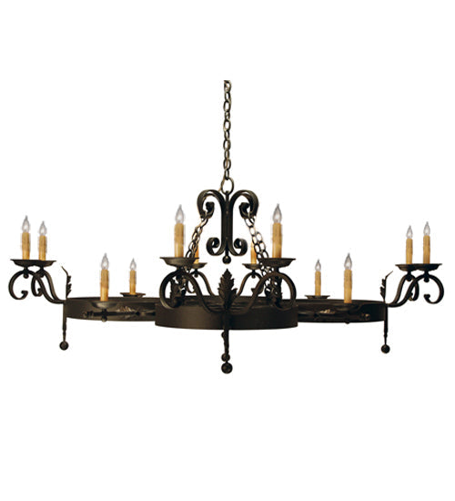 Meyda Lighting Andorra 60" 12-Light Blackwash Chandelier With Ivory Faux Candlelight