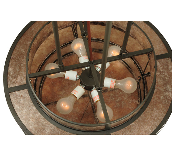 Meyda Lighting Andreas II 24" 6-Light Timeless Bronze Pendant Light With Silver Mica Shade Glass