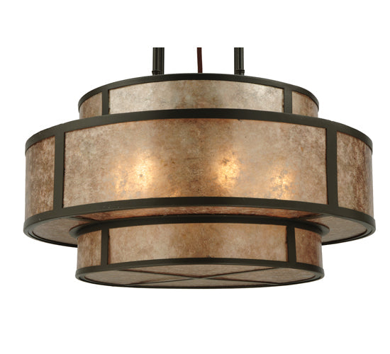 Meyda Lighting Andreas II 24" 6-Light Timeless Bronze Pendant Light With Silver Mica Shade Glass