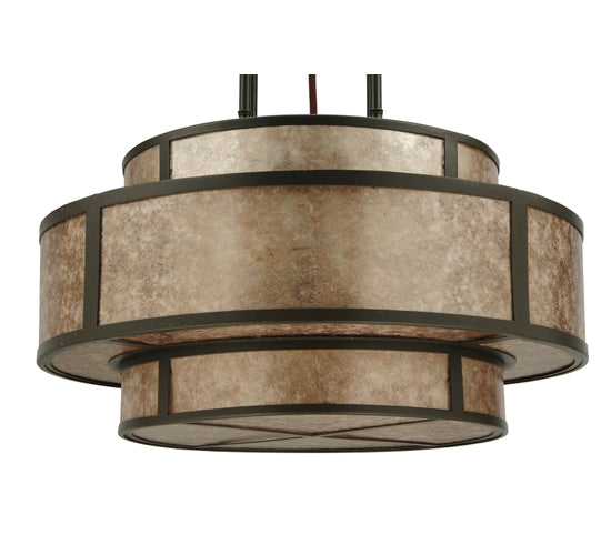 Meyda Lighting Andreas II 24" 6-Light Timeless Bronze Pendant Light With Silver Mica Shade Glass