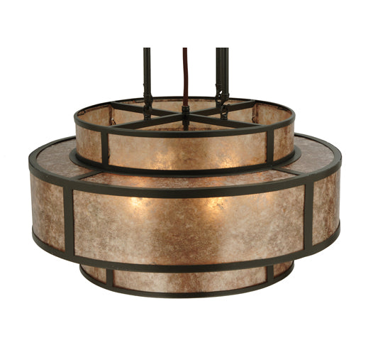 Meyda Lighting Andreas II 24" 6-Light Timeless Bronze Pendant Light With Silver Mica Shade Glass