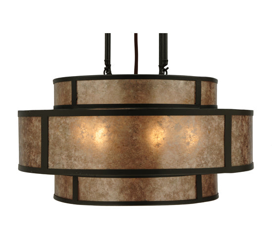 Meyda Lighting Andreas II 24" 6-Light Timeless Bronze Pendant Light With Silver Mica Shade Glass