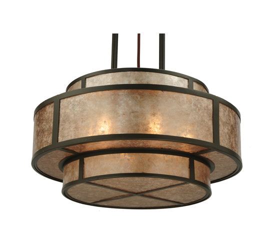 Meyda Lighting Andreas II 24" 6-Light Timeless Bronze Pendant Light With Silver Mica Shade Glass