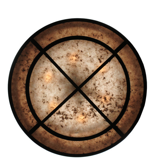 Meyda Lighting Andreas II 24" 6-Light Timeless Bronze Pendant Light With Silver Mica Shade Glass