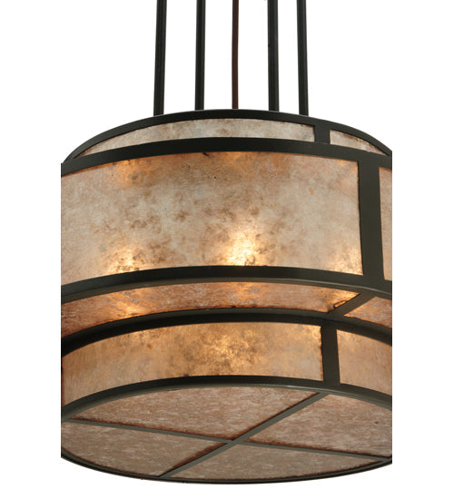 Meyda Lighting Andreas II 24" 6-Light Timeless Bronze Pendant Light With Silver Mica Shade Glass
