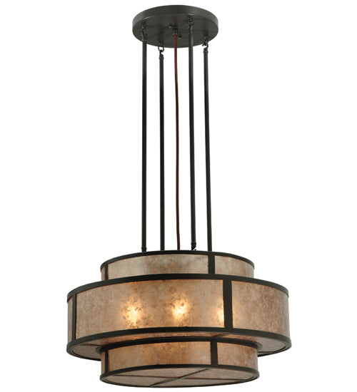 Meyda Lighting Andreas II 24" 6-Light Timeless Bronze Pendant Light With Silver Mica Shade Glass
