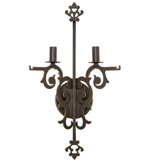 Meyda Lighting Aneila 15" 2-Light Timeless Bronze Honeycomb Wall Sconce With Beige Art Shade Glass