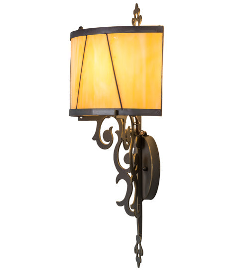 Meyda Lighting Aneila 15" 2-Light Timeless Bronze Honeycomb Wall Sconce With Beige Art Shade Glass