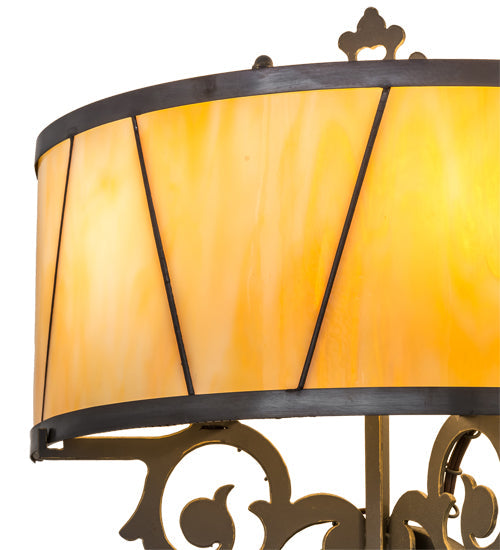 Meyda Lighting Aneila 15" 2-Light Timeless Bronze Honeycomb Wall Sconce With Beige Art Shade Glass