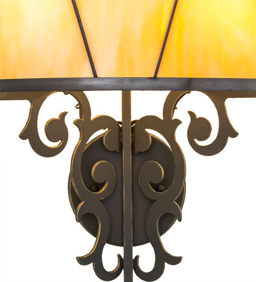 Meyda Lighting Aneila 15" 2-Light Timeless Bronze Honeycomb Wall Sconce With Beige Art Shade Glass