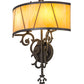 Meyda Lighting Aneila 15" 2-Light Timeless Bronze Honeycomb Wall Sconce With Beige Art Shade Glass