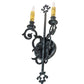 Meyda Lighting Aneila 8" 2-Light Antique Iron Gate Wall Sconce With Ivory Faux Candlelight