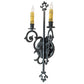 Meyda Lighting Aneila 8" 2-Light Antique Iron Gate Wall Sconce With Ivory Faux Candlelight