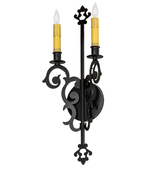 Meyda Lighting Aneila 8" 2-Light Blackwash Wall Sconce With Ivory Faux Candlelight
