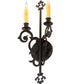 Meyda Lighting Aneila 8" 2-Light Blackwash Wall Sconce With Ivory Faux Candlelight