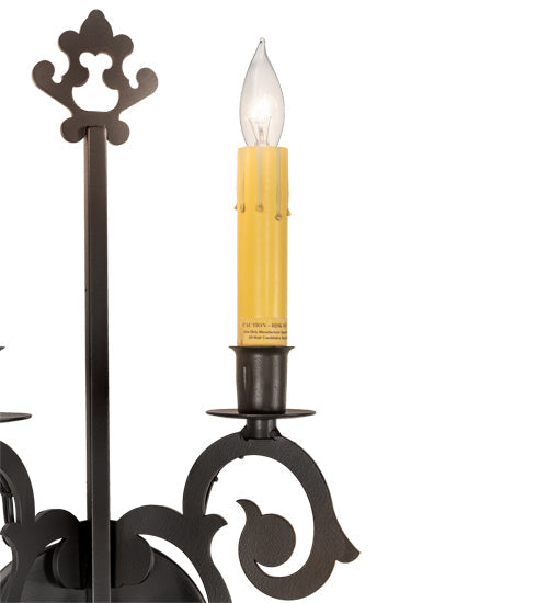 Meyda Lighting Aneila 8" 2-Light Blackwash Wall Sconce With Ivory Faux Candlelight
