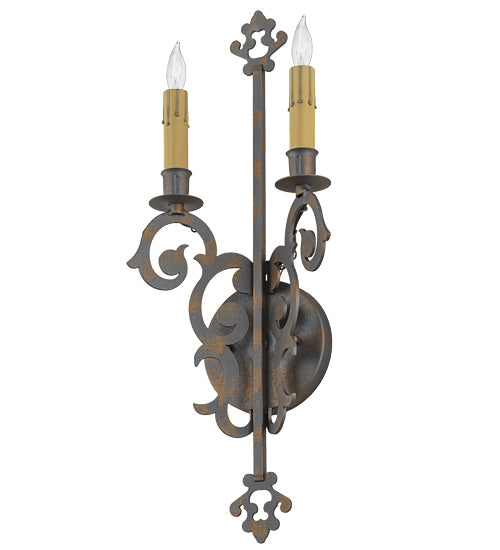Meyda Lighting Aneila 8" 2-Light French Bronze Wall Sconce With Ivory Faux Candlelight
