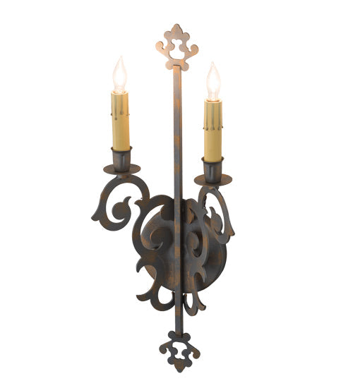 Meyda Lighting Aneila 8" 2-Light French Bronze Wall Sconce With Ivory Faux Candlelight