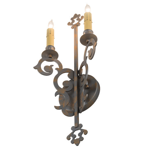 Meyda Lighting Aneila 8" 2-Light French Bronze Wall Sconce With Ivory Faux Candlelight