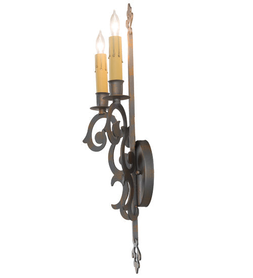 Meyda Lighting Aneila 8" 2-Light French Bronze Wall Sconce With Ivory Faux Candlelight