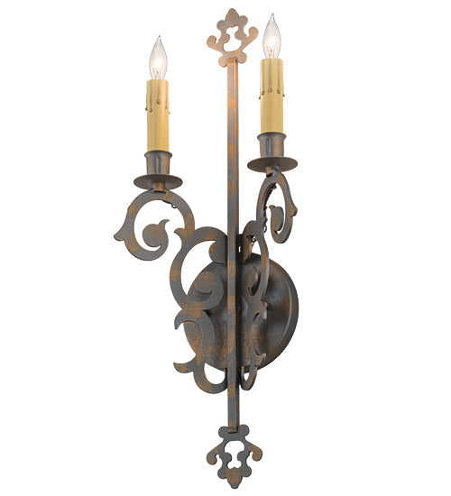 Meyda Lighting Aneila 8" 2-Light French Bronze Wall Sconce With Ivory Faux Candlelight